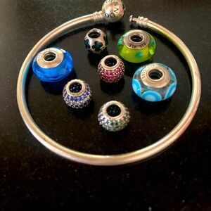 Pandora bracelet and 7 bead set